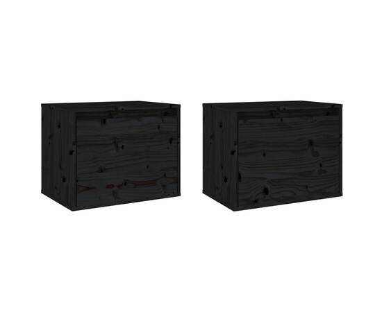 Dulapuri de perete, 2 buc., negru, 45x30x35 cm, lemn masiv pin, 2 image