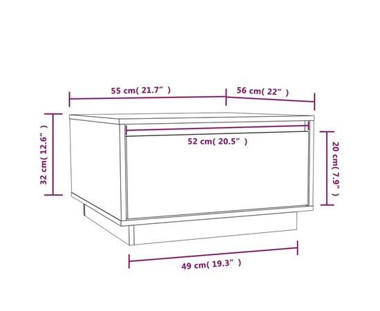 Măsuţă de cafea, alb, 55x56x32 cm, lemn masiv de pin, 9 image