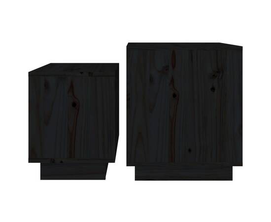 Măsuțe de cafea suprapuse, 2 buc., negru, lemn masiv de pin, 6 image