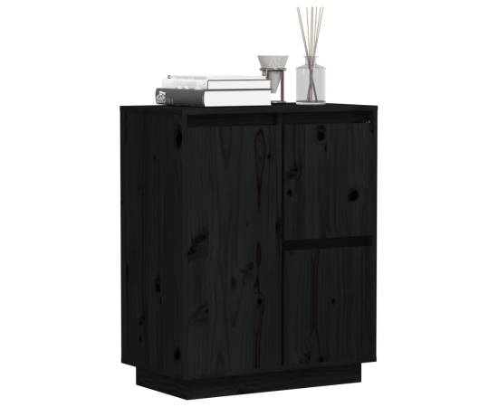 Servantă, negru, 60x34x75 cm, lemn masiv de pin, 4 image