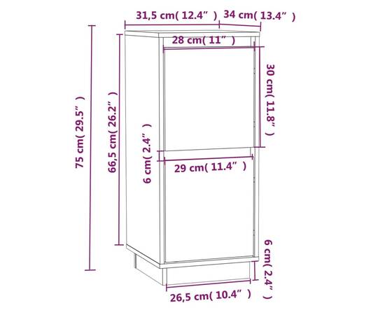 Servante, 2 buc., alb, 31,5x34x75 cm, lemn masiv de pin, 8 image