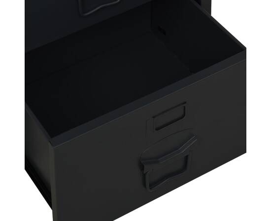 Birou cu sertare, negru, 105x52x75 cm, oțel, industrial, 6 image