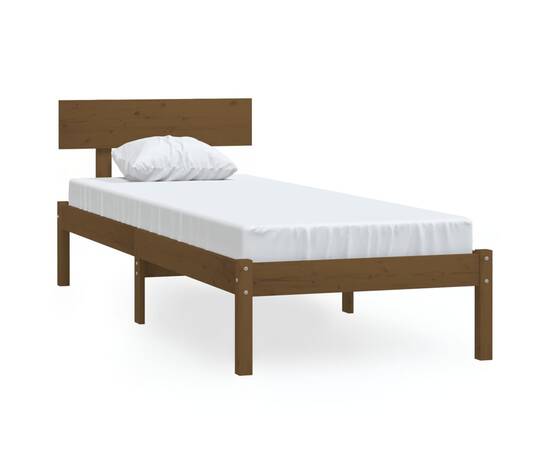 Cadru de pat, maro miere, 90x200 cm, lemn masiv de pin, 2 image