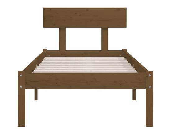 Cadru de pat, maro miere, 90x200 cm, lemn masiv de pin, 4 image