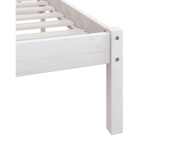 Cadru de pat uk dublu, alb, 135x190 cm, lemn masiv de pin, 7 image