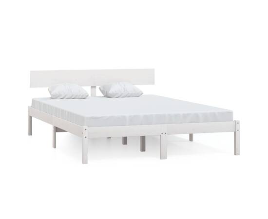 Cadru de pat uk mic dublu, alb, 120x190 cm, lemn masiv de pin, 2 image