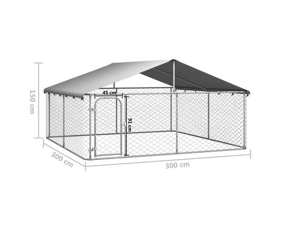 Padoc de exterior pentru câini, cu acoperiș, 300x300x150cm, 5 image