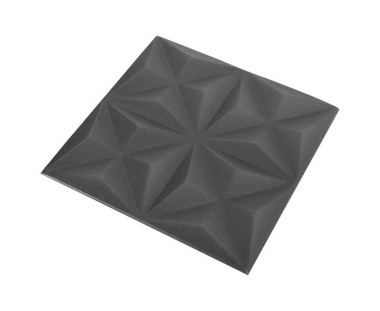 150918  3d wall panels 48 pcs 50x50 cm origami black 12 m², 3 image