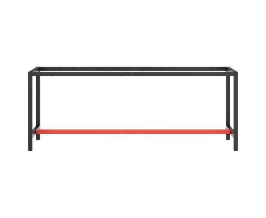 Cadru banc de lucru, negru mat/roșu mat, 210x50x79 cm, metal, 3 image