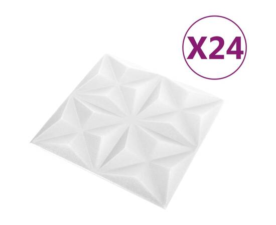 Panouri de perete 3d, 24 buc, alb origami, 50x50 cm, 2 image