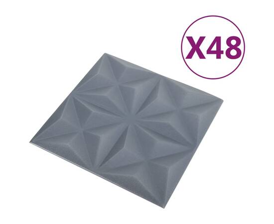 Panouri de perete 3d, 48 buc., gri origami, 50x50 cm, 12 m², 2 image