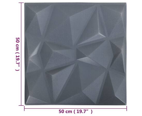 Panouri de perete 3d, 48 buc, gri diamant, 50x50 cm, 6 image