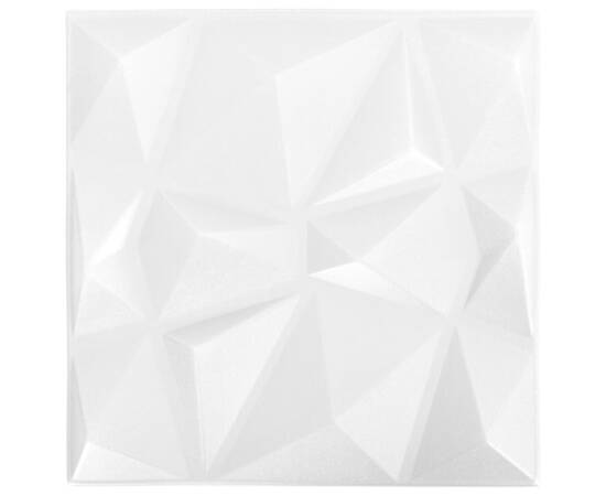 Panouri de perete 3d 24 buc. alb 50x50 cm model diamant 6 m², 5 image