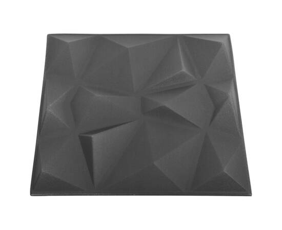 Panouri de perete 3d 24 buc. negru 50x50 cm model diamant 6 m², 4 image