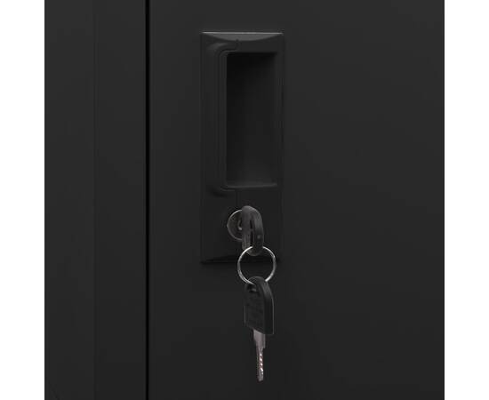 Dulap de vestiar, negru, 38x45x180 cm, oțel, 6 image