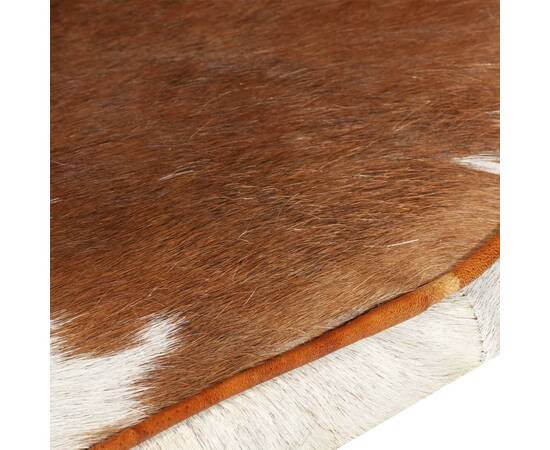 Scaun cu spătar cu aripioare maro & alb piele naturală mițoasă, 7 image