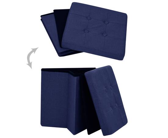 Taburet de depozitare pliabil, albastru, imitație de pânză, 5 image