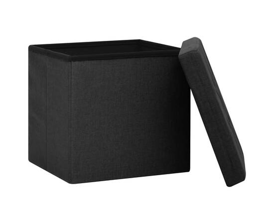 Taburete de depozitare pliabile, 2 buc., negru, imitație pânză, 5 image