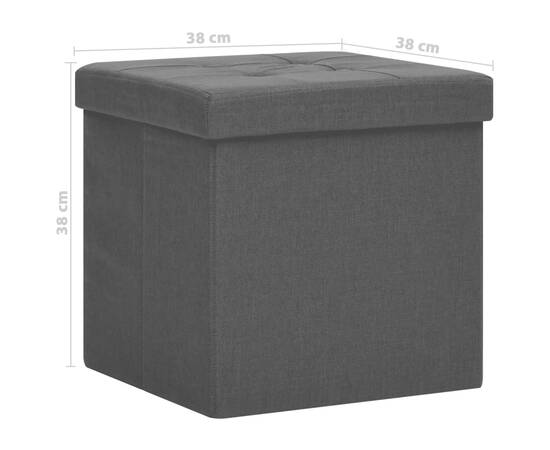 Taburete de depozitare pliabile, 2 buc., negru, imitație pânză, 9 image