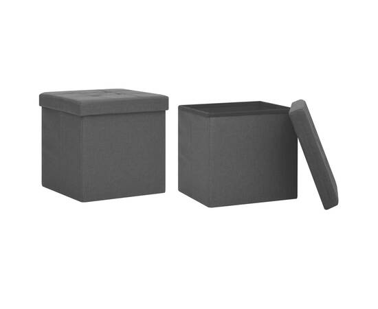 Taburete de depozitare pliabile, 2 buc., negru, imitație pânză, 2 image