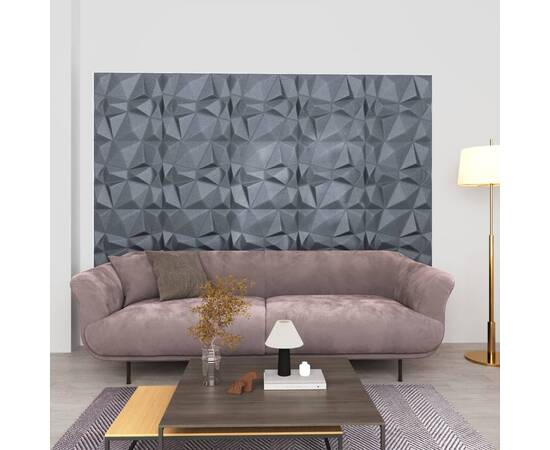 340589  3d wall panels 12 pcs 50x50 cm diamond grey 3 m²
