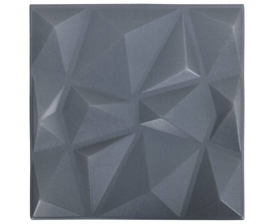 340589  3d wall panels 12 pcs 50x50 cm diamond grey 3 m², 5 image