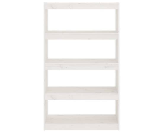 Bibliotecă/separator cameră alb, 80x30x135,5 cm, lemn masiv pin, 5 image