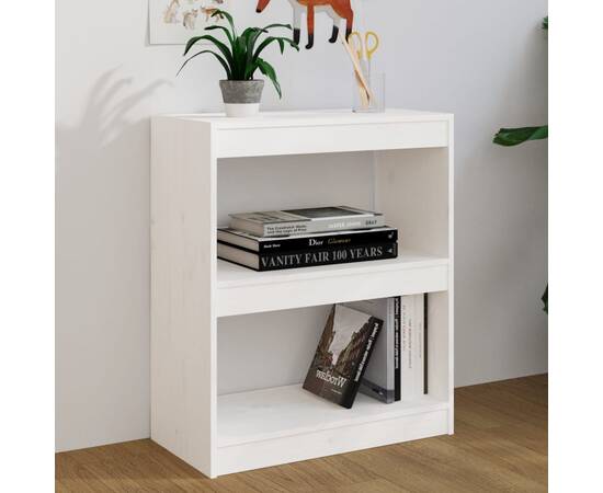 Bibliotecă/separator cameră,alb,60x30x71,5 cm,lemn masiv de pin, 3 image