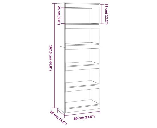 Bibliotecă/separator cameră,alb,80x30x167,5 cm, lemn masiv pin, 8 image