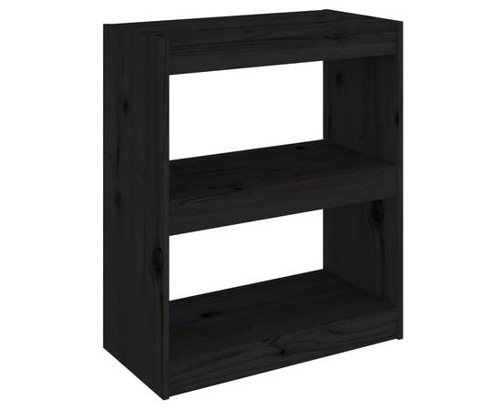 Bibliotecă/separator cameră,negru,60x30x71,5 cm, lemn masiv pin, 2 image