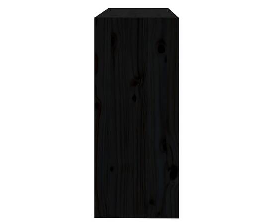 Bibliotecă/separator cameră negru 80x30x71,5 cm lemn masiv pin, 6 image