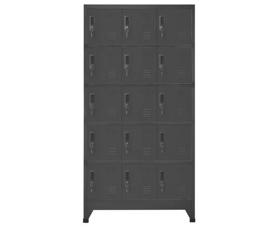 Dulap de vestiar, negru, 90x40x180 cm, oțel, 2 image