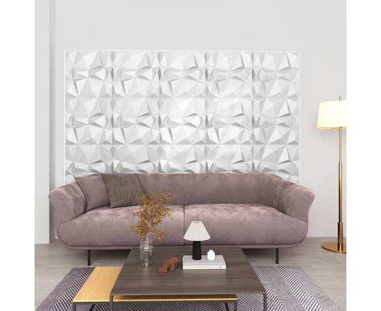 Panouri de perete 3d, 12 buc., 50x50 cm, alb diamant, 3 m²