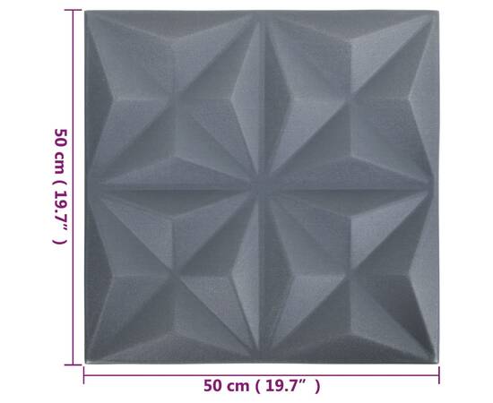 Panouri de perete 3d, 12 buc., gri origami, 50x50 cm, 3 m², 6 image