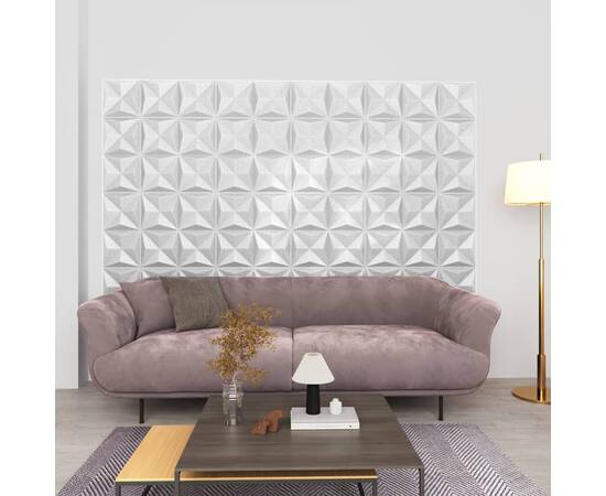 Panouri de perete 3d, 12 buc, alb origami, 50x50 cm