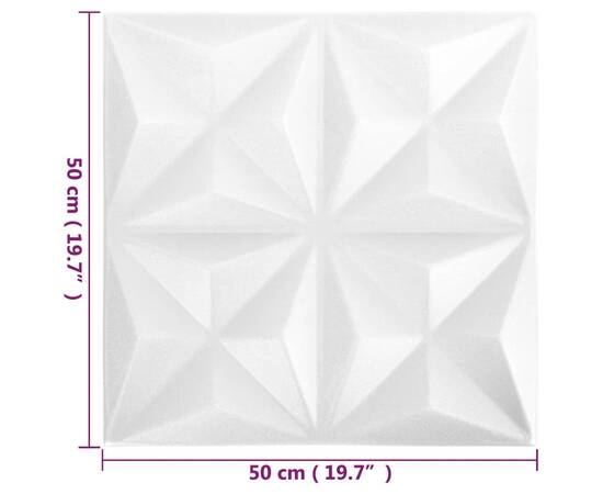 Panouri de perete 3d, 12 buc, alb origami, 50x50 cm, 6 image