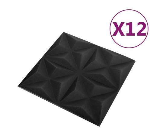 Panouri de perete 3d, 12 buc, negru origami, 50x50 cm, 2 image