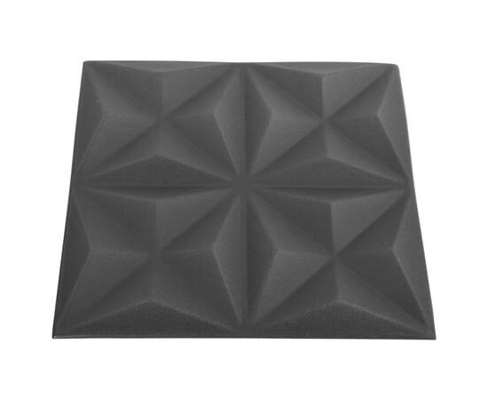 Panouri de perete 3d, 12 buc, negru origami, 50x50 cm, 4 image