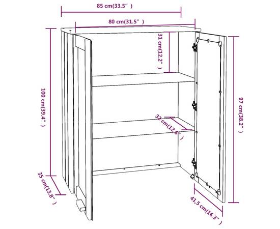 Rafturi superioare dulap, gri deschis, 85x35x100 cm, lemn pin, 8 image