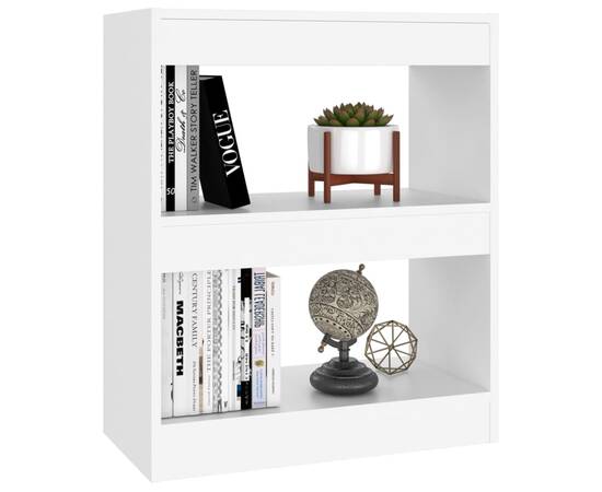 Bibliotecă/separator cameră, alb, 60x30x72 cm, 4 image