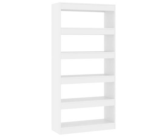 Bibliotecă/separator cameră, alb, 80x30x166 cm, pal, 2 image