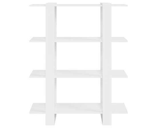 Bibliotecă/separator cameră, alb extralucios, 100x30x123,5 cm, 5 image
