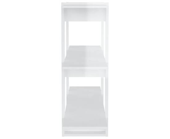 Bibliotecă/separator cameră, alb extralucios, 100x30x87 cm, 6 image