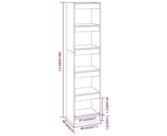 Bibliotecă/separator cameră, alb extralucios, 40x30x166 cm, 7 image