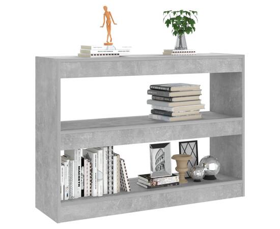 Bibliotecă/separator cameră, gri beton, 100x30x72 cm, 3 image