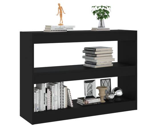 Bibliotecă/separator cameră, negru, 100x30x72 cm, 3 image