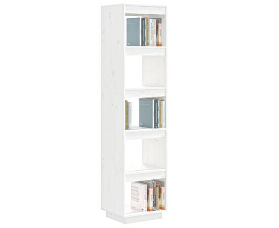 Bibliotecă/separator cameră alb 40x35x167 cm lemn masiv de pin, 4 image