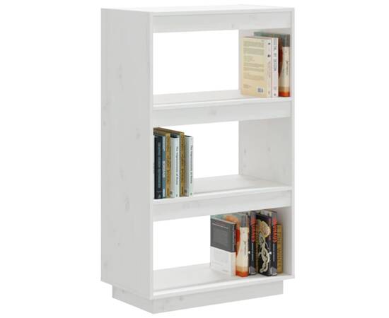 Bibliotecă/separator cameră alb 60x35x103 cm lemn masiv de pin, 4 image