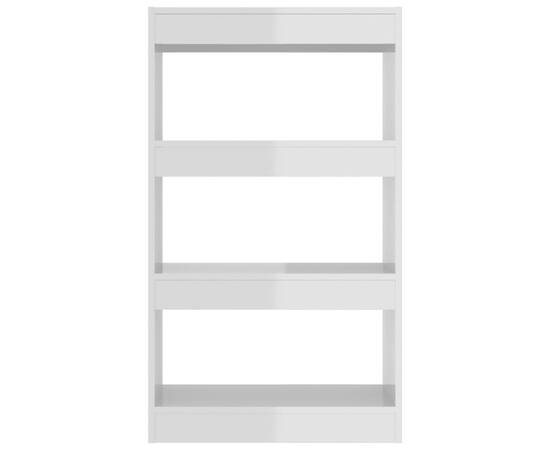 Bibliotecă/separator cameră alb extralucios 60x30x103 cm pal, 5 image