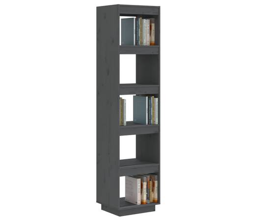 Bibliotecă/separator cameră gri 40x35x167 cm lemn masiv de pin, 4 image